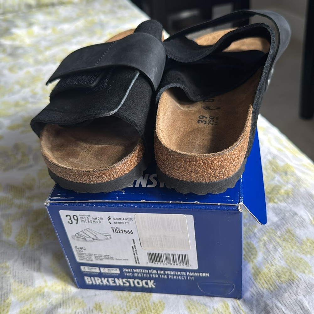 Birkenstock Black Leather/Suede Kyoto Sandal size 39. - Picture 3 of 5